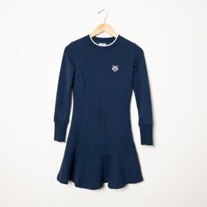Kenzo Paris Navy Tiger Crest Fit & Flare Sweatshirt Dress XS